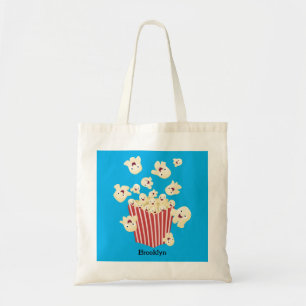 Schattigee grappige springen popcorn cartoon tote bag