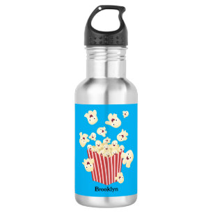 Schattigee grappige springen popcorn cartoon waterfles