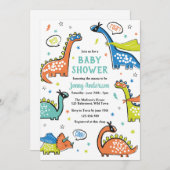 Schattigee grappige superheld dinosaurussen op wit kaart (Voorkant / Achterkant)