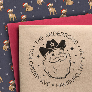 Schattigee Grappige Texas Cowboy Kerstman Kerstmis Rubberstempel