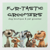 Schattigee Grappige Waterverf Hondentrimmers Bouti Raamsticker (Vel)