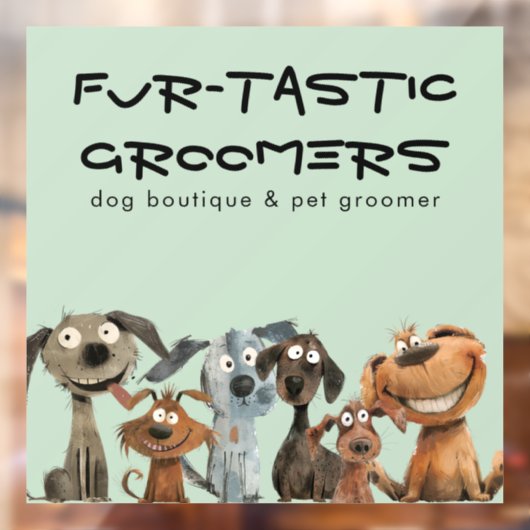 Schattigee Grappige Waterverf Hondentrimmers Bouti Raamsticker (Vel 2)