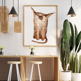 Schattigee grappige waterverf kattenillustratie de poster