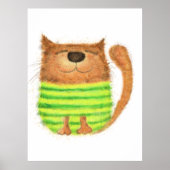 Schattigee grappige waterverf kattenillustratie de poster (Voorkant)