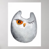 Schattigee grappige waterverf uil grijs poster (Voorkant)
