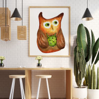 Schattigee grappige waterverf uil illustratie deco