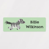 Schattigee grappige zebra running cartoon geperson labels (Design 2)