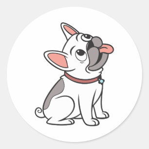 Schattigee grappige zittende single Franse Bulldog Ronde Sticker