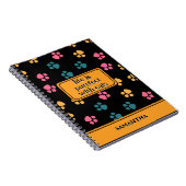 Schattigee grappige zwarte kattenpoot notitieboek (Rechterzijde)