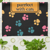 Schattigee grappige zwarte kattenpoot theedoek (Gevouwen)