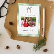 Schattigee Green Gingham Plaid Monogrammed Christm