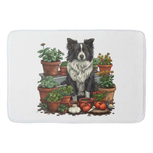 Schattigee Grens Collie Tuinieren Badmat (Voorkant)