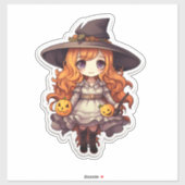 Schattigee griezelige heks sticker (Vel)