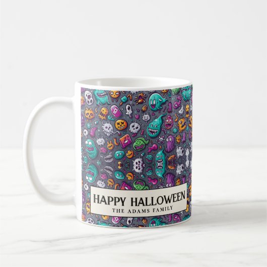 Schattigee griezelige kleine monsters Halloween Koffiemok (Links)