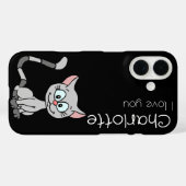 Schattigee Grijze cartoon Kattennaam Case-Mate iPhone Case (Achterkant (horizontaal))