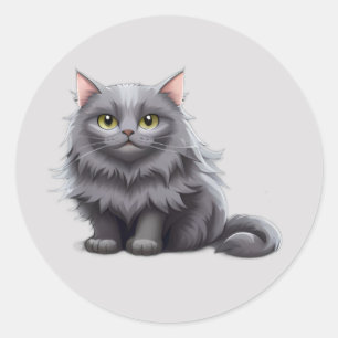 Schattigee grijze kat kawaii kittens, huisdieren e ronde sticker