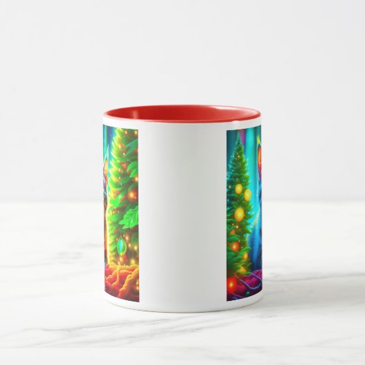 Schattigee Grijze Kittens met Kerstbomen Mok (Midden)