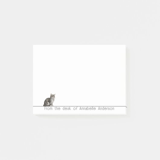 Schattigee Grijze Tabby Kat Persoonlijke notities Post-it® Notes (Voorkant)
