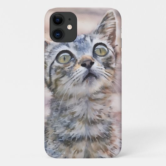 Schattigee Grijze Tabby Kitten Art Telefoonhoes Case-Mate iPhone Case (Achterkant)