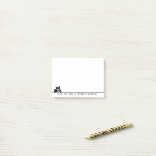 Schattigee Grijze Tuxedo Cat Personaliseer Opmerki Post-it® Notes (Op bureau)