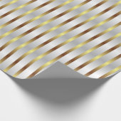 Schattigee grijze witte en gouden strepen kerst cadeaupapier (Hoek)