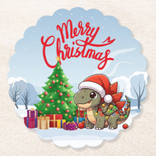 Schattigee/grillige baby Christmas stegosaurus Kartonnen Onderzetters