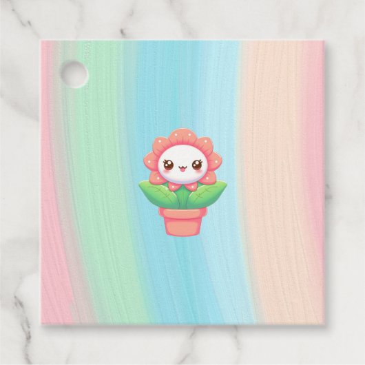 Schattigee, grillige bloem in pot bedankjes labels (Voorkant)