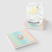 Schattigee, grillige bloem in pot stenen onderzetter (Zijkant)