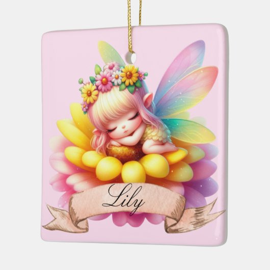 Schattigee grillige bloemen Sweet Dreams Slaapfee Keramisch Ornament (Links)