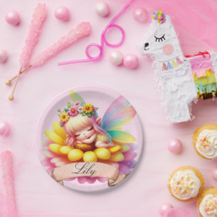 Schattigee grillige bloemen Sweet Dreams Slaapfee Papieren Bordje