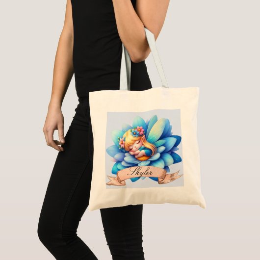 Schattigee grillige bloemen Sweet Dreams Slaapfee Tote Bag (Voorkant (product))