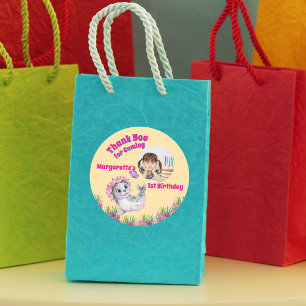 Schattigee grillige bloemen Zee Lion Girly Foto Ronde Sticker