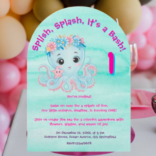Schattigee grillige bloemenoctopus Girly Kids Verj Kaart