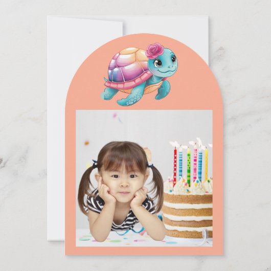 Schattigee grillige bloemenschildpad Girly Kids Ve Kaart (Achterkant)