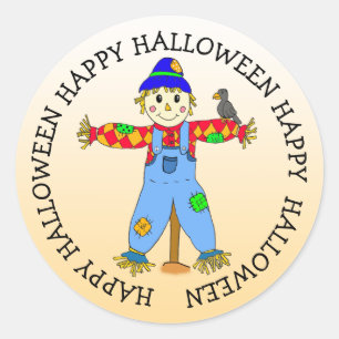 Schattigee grillige Cartoon Halloween vogelverschr Ronde Sticker