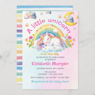Schattigee grillige eenhoorn regenboog meisje Baby Kaart