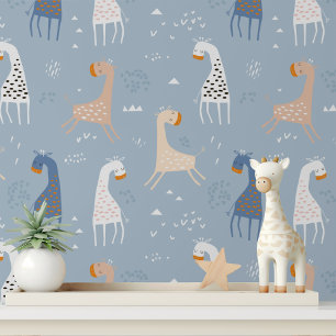 Schattigee grillige Giraffe Modern Kinder Patroon Behang