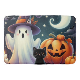 Schattigee, grillige Halloween pompoen, kat en gee Badmat