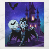 Schattigee, grillige Halloween vampier Wijn Etiket (Enkel label)