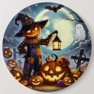 Schattigee, grillige Halloween vogelverschrikker & Ronde Button 6,0 Cm