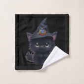 Schattigee grillige Halloween zwarte kat Bad Handdoek (Wasdoekje)