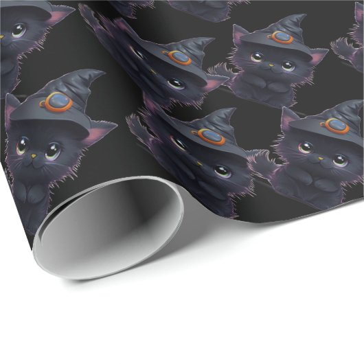 Schattigee grillige Halloween zwarte kat Cadeaupapier (Rol Hoek)