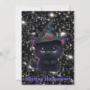 Schattigee grillige Halloween zwarte kat Kaart