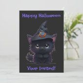Schattigee grillige Halloween zwarte kat Kaart (Staand voorkant)