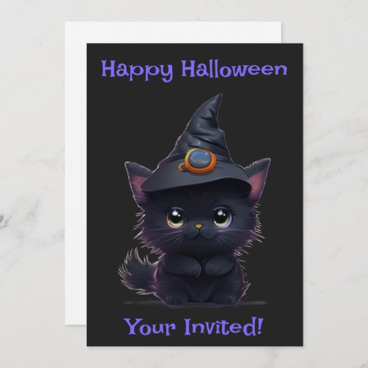 Schattigee grillige Halloween zwarte kat Kaart (Voorkant / Achterkant)