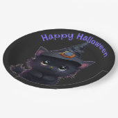 Schattigee grillige Halloween zwarte kat Papieren Bordje (Gekanteld)