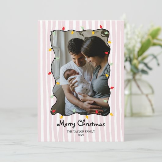 Schattigee grillige hand getekend vrolijke kerstfo kaart (Staand voorkant)