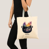 Schattigee grillige heksenketel gepersonaliseerd tote bag (Voorkant (product))