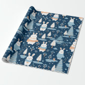 Schattigee grillige kerst winter konijn cadeaupapier (Uitgerold)