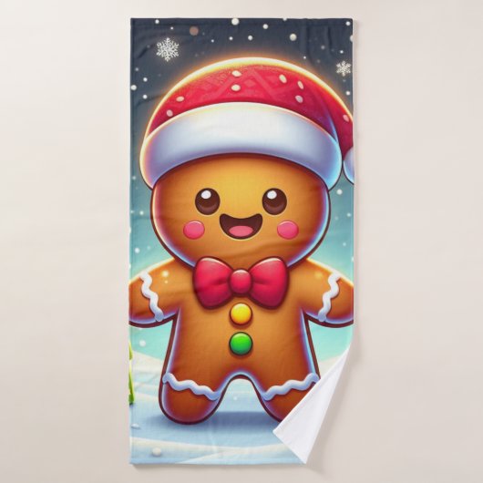 Schattigee grillige kerst/winter peperkoek man badhanddoek (Badhanddoek)